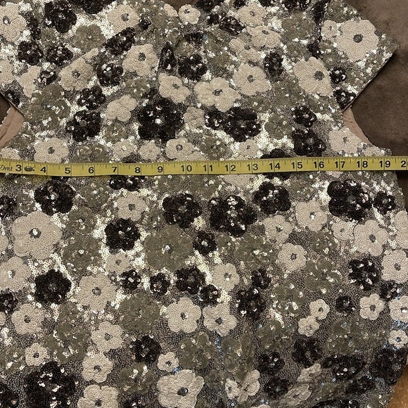 🔥🔥NWT Anthropologie Mock-Neck Floral Sequin Mini Dress - sz S/M - Picture 11 of 13